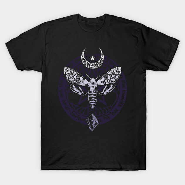 Wiccan Pagan Witch T-Shirt Crystal Moon Death Moth Tee